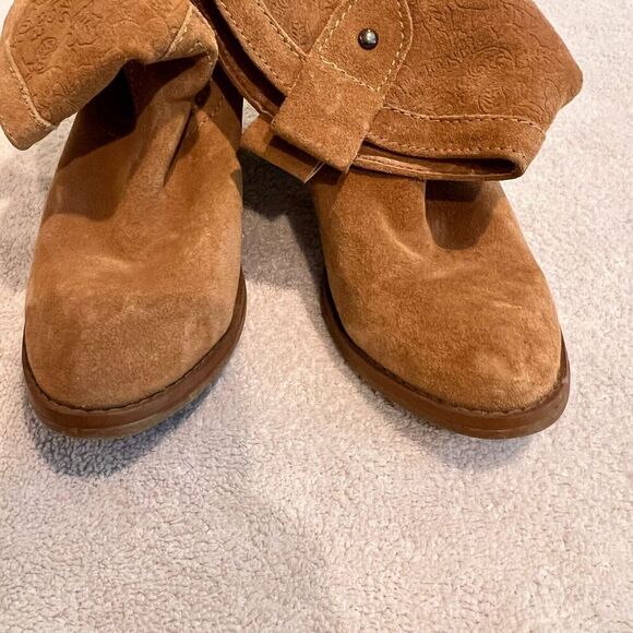 Limelight Brown Ankle Boots Floral Leather Womens 9 Block Heel Cowgirl Western - Picture 3 of 11